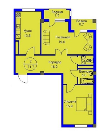 2-комнатная квартира в ЖК Бастау 2-комнатная квартира в ЖК Бастау