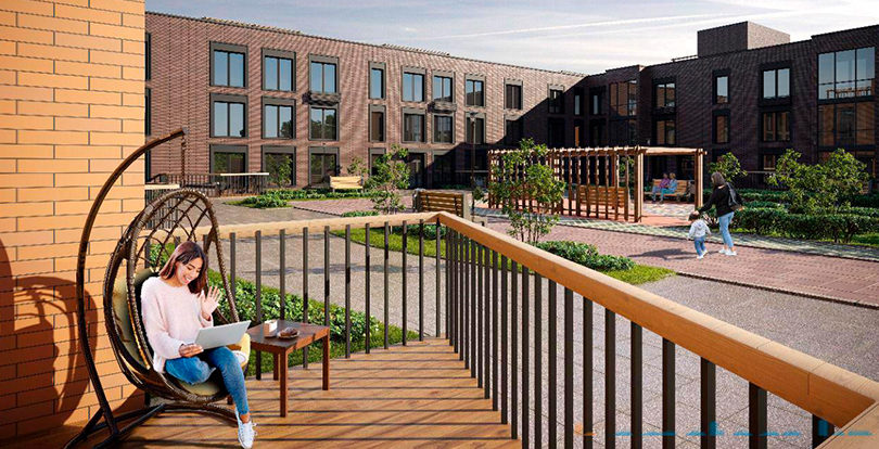 жилой комплекс с террасой в Астане