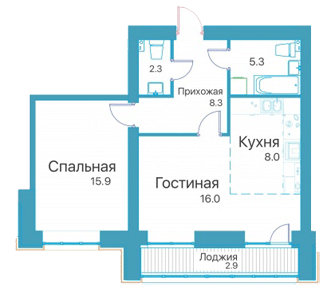 Двушка в ЖК Аруна